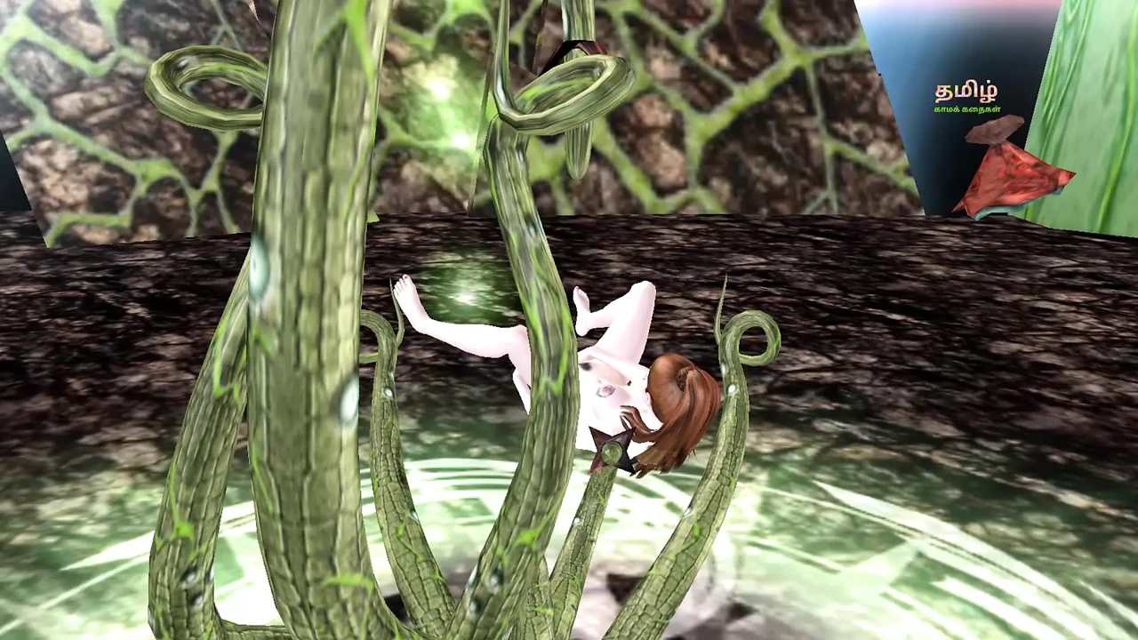A cute Girl laying on the floor and rubbing and fingering her pussy 3D cartoon animation