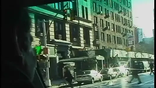 Commuter redhead carpools with creep who debases her in car in city traffic