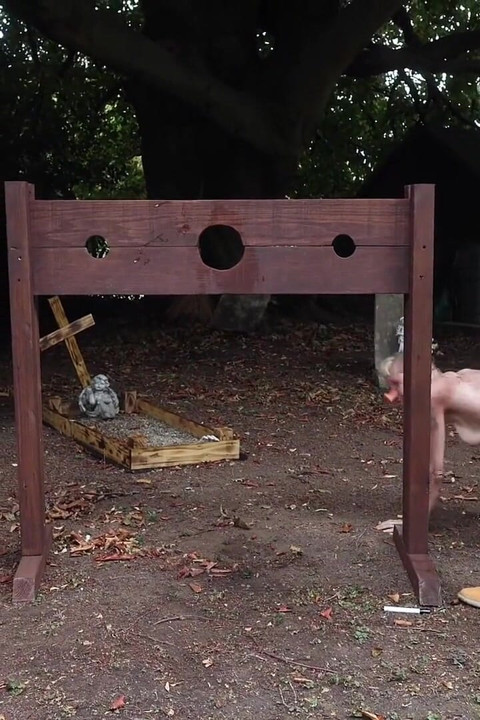 Naked Humiliation Girl Is Put in Stocks & Degraded