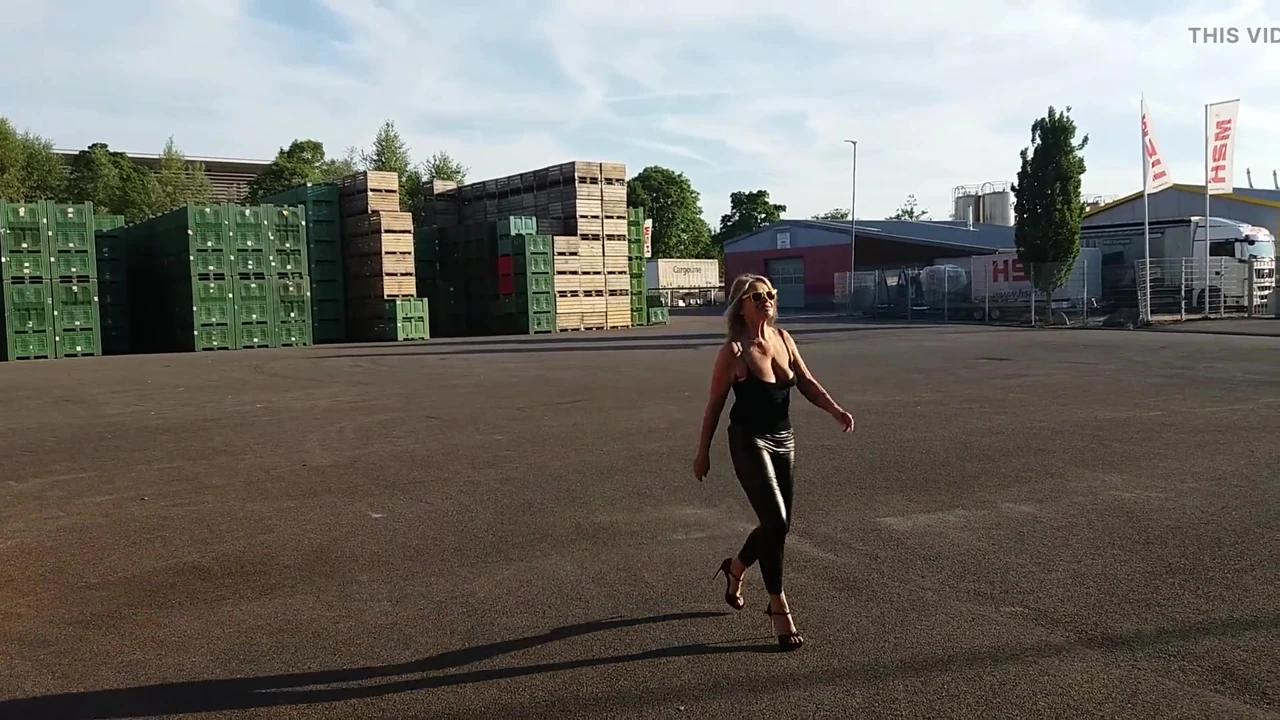 Granny Walking Outside in Black Leggins