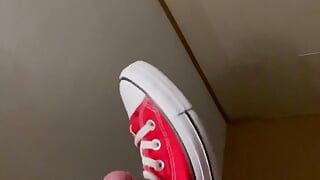 Jerking off in red converse