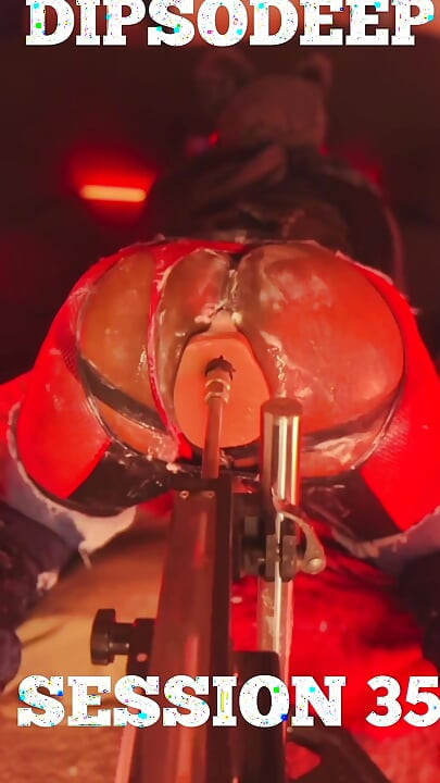 Femboy gaped by dildo on Fuck Machine