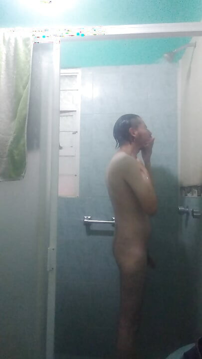 Jerking off before going to the shower.