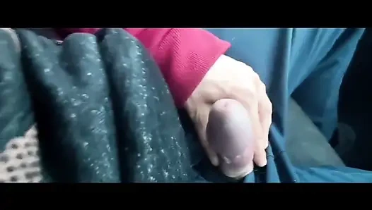 Almost caught! He jerks off in traffic in front of me, I love watching. Big cumshot! Part 1