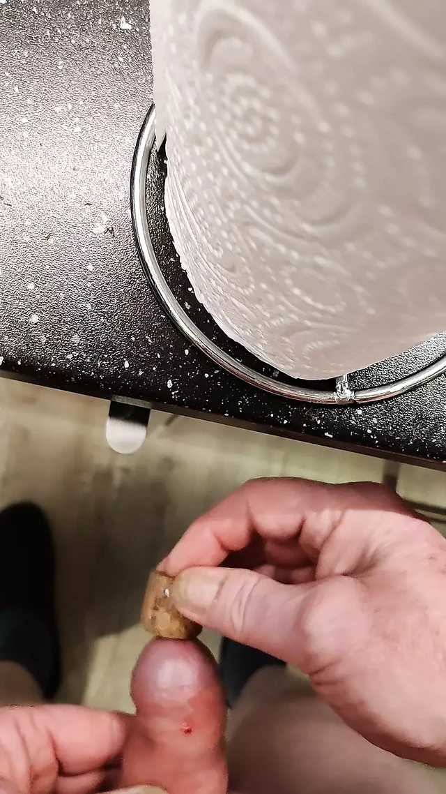 Foreskin pierced with huge needle
