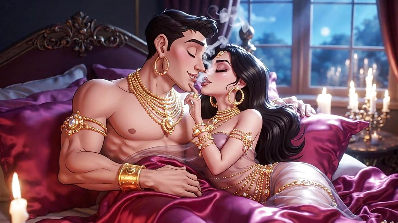 Pareja de dibujos animados, noche caliente de pasión - compilación - joyería de oro animado sensual romance