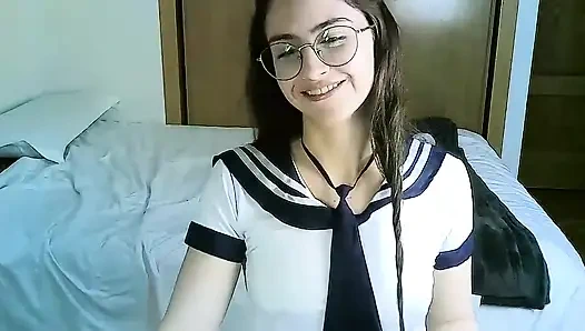 Schoolgirl Masturbating Ass Worship Suck and Ride Dick