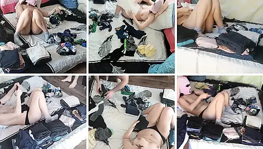 Sensual massage of a sexy couple with oil on the body.