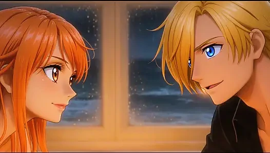 Nami hart gefickt von Luffy und Zoro – Dreier am Strand, ein Stück unzensiertes Hentai