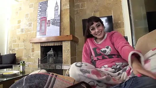 Sofa, blanket and sex with horny Lucia Nieto