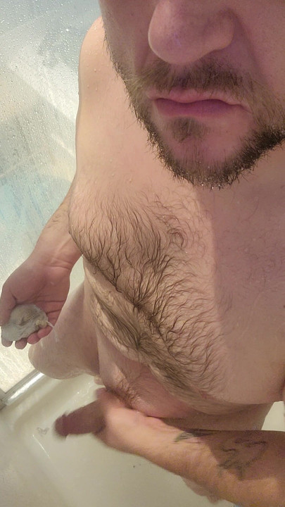 Stroking in the shower 1 min