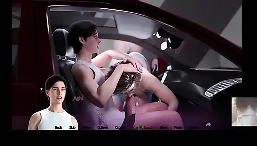 Step-Sis almost caught us!! MILF Step-Mom gave me a blowjob in the car and eats my load.