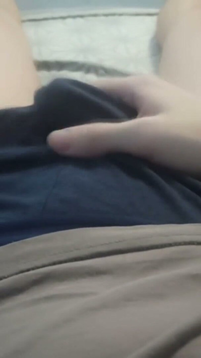 Bulge jerking in tight boxers – massive cock tease through fabric | Clip 1