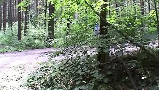Blonde Babe Fingers Herself Deep in Forest