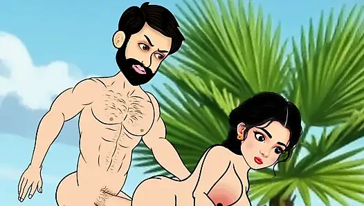 The husband and wife sat in the boat and went to the sea and there the husband fucked his wife with a big penis, a beautiful wife with big boobs.