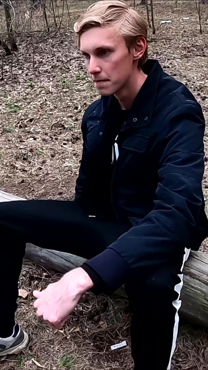 The Guy Walks with A Vibrator in The Park and Masturbates