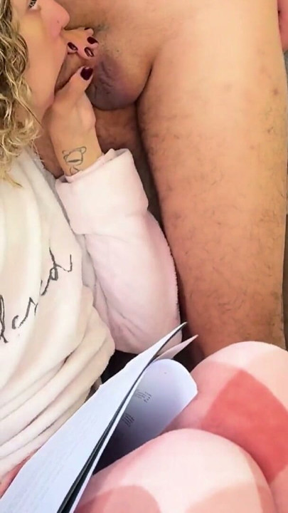 Stepdaughter masturbates him and sucks him off until she swallows it all. | Clip 2