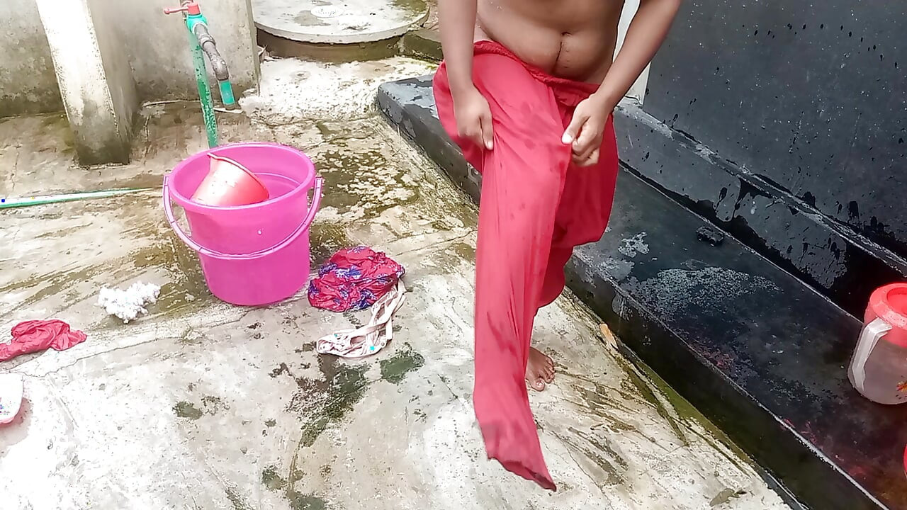 Amateur Desi Hot Step Mom Big Ass Big Nipple Outdoor Shower Exclusive Scene Captured By Her Step Son
