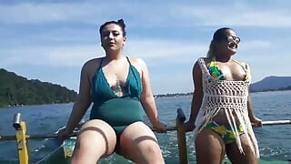 Exhibitionism on the Boat in Public with Paty Butt and Her Stepcousin Agatha Ludovino