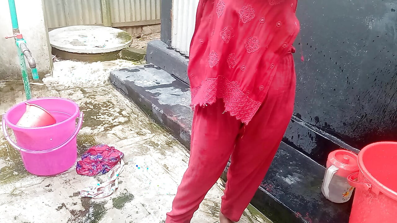 Amateur Desi Hot Step Mom Big Ass Big Nipple Outdoor Shower Exclusive Scene Captured By Her Step Son