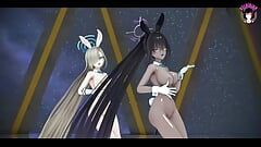 İki seksi tavşan kız - ateşli dans (3 boyutlu hentai)
