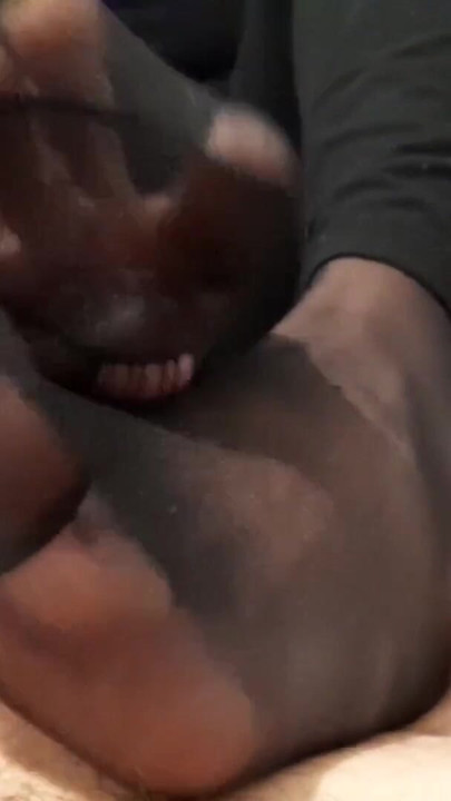 Footjob with cum inside nylons | Clip 1