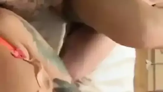 Slut licking cum out of her mates pussy