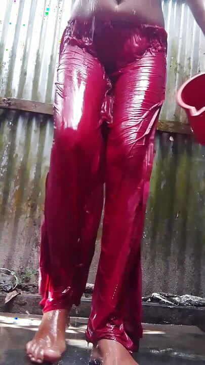 A dirty video of a village girl bathing