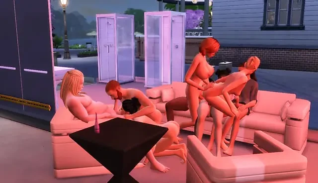 Orgy in new Club in Sims4 playng the game