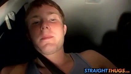 Straight thug Billy wanks in his car while driving at night