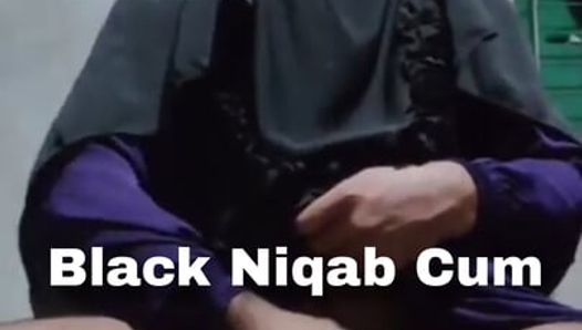 Satar Majhabi Mumin Black Niqab Cum.Tomando conforto com burca e niqab no meu pênis