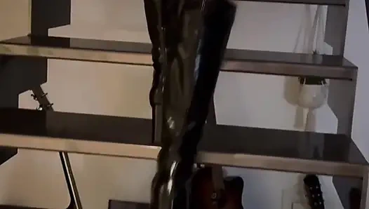 Submissive to our pleasures, I get whipped to suck him and get fucked. Polly Gardel, porn actress, turns you on all in red and leather