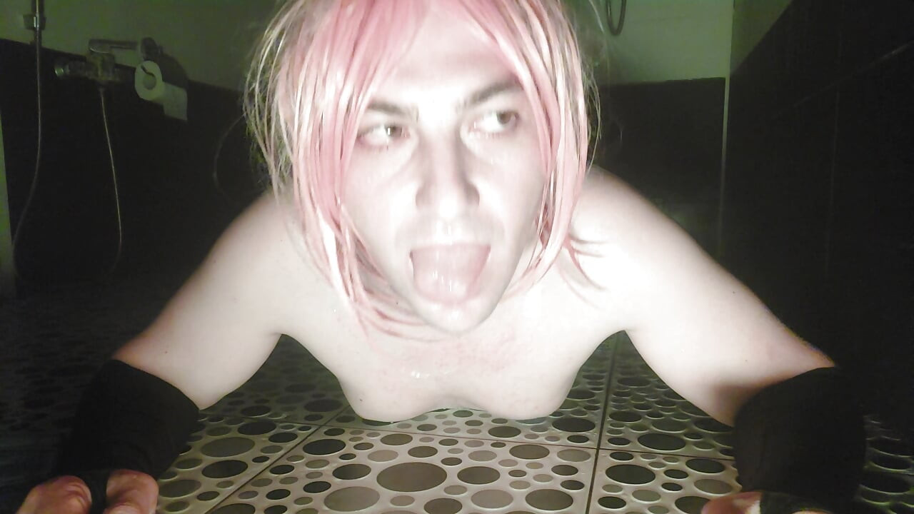 Pretty Femboy Having Bath Colorful Lights Ambience Big Natural Tits