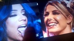 WWE Sasha Banks & Alexa Bliss double spit and cum tribute