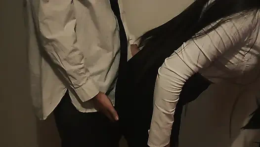 Whore secretary waits for everyone to leave the office to fuck