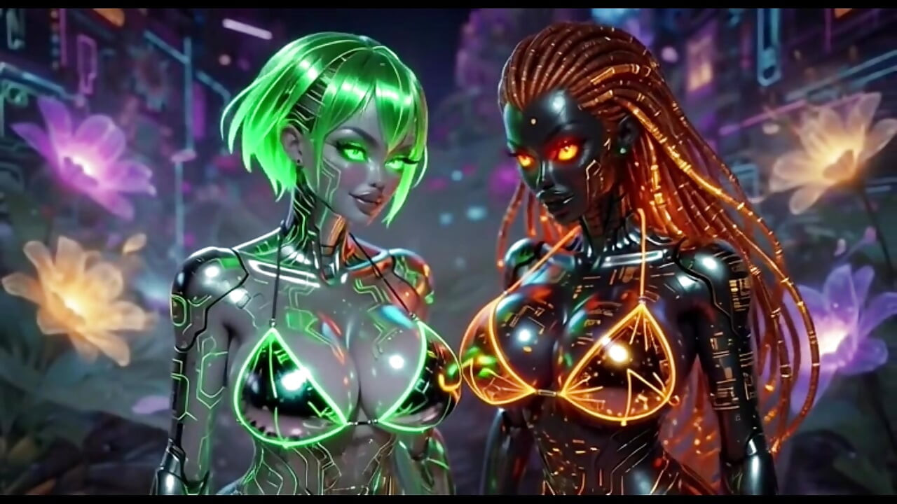美麗的外星人在美妙的音樂上接吻，AI動畫