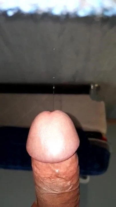 excited penis spilling drops of pleasure