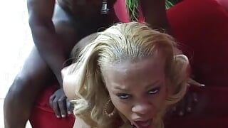 Blonde ebony Barbie takes on the biggest dick ever