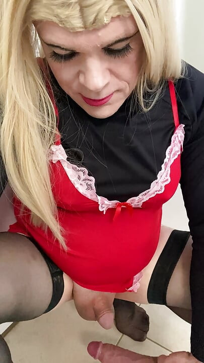 Amateur Sissy Crossdresser try’s to squirt on dildo  for Daddy and talks about him paying  $8k for her breast  implants Part 4-