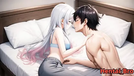 Pasangan berambut perak yang sensual - gairah kamar tidur intim