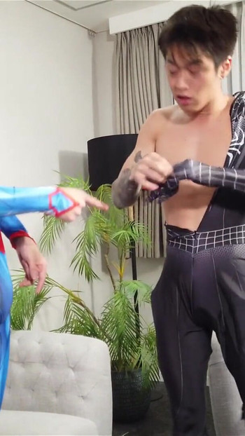 Unforgettable moment from "Spiderman X Superman Sexy Costume RolePlay"