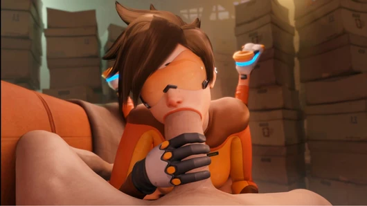 Tracer Sucking Giant Cock Like a Champ