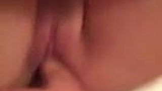 Fingering fucking a slags shaved pussy