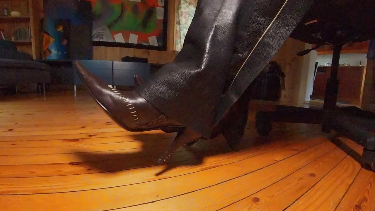 Leather chaps and pointy boots