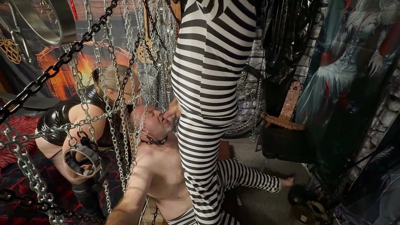 Domina Satana Puts Booboo in the Cell with Well-hung.
