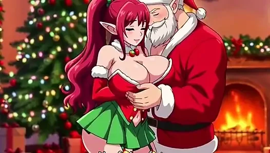 Weihnachtsmann gibt vollbusiger milf zu Weihnachten ein besonderes geschenk