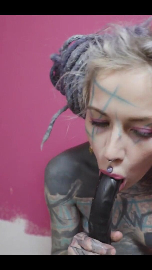 Skinny Tattooed Girl Work Wear Gets Horny Painting Solo Masturbation, ANAL, GAPES, SQUIRT | Clip 1