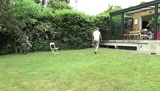 The Older Women Are Masturbating Each Other and Pleasuring Themselves with Dildos in the Garden.