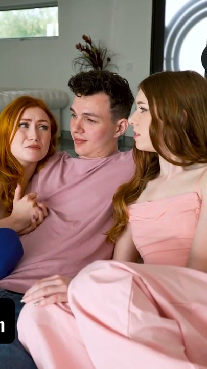 Cute Little Stepsisters Share Their Stepbro’s Big Cock To Forget About a Scary Movie | Clip 1
