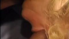 Splash of semen on cute blonde face